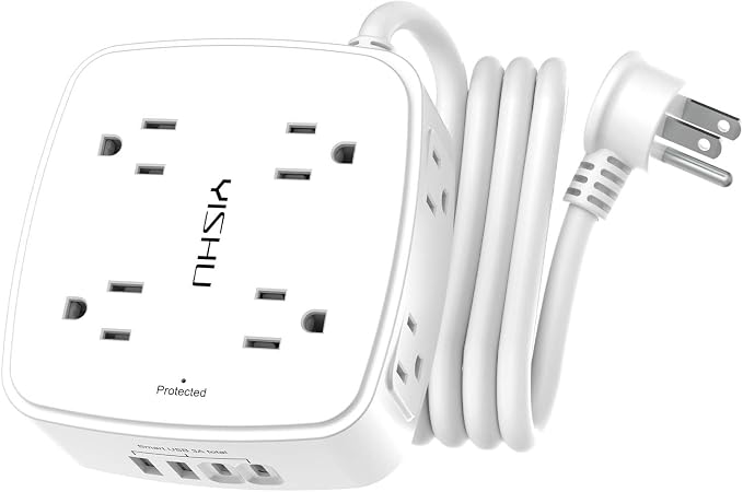 YISHU 6Ft Surge Protector Power Strip with 8 Widely Outlets & 4 USB Ports